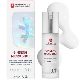 ERBORIAN - Ginseng Micro Shot Starter 0,1% - 30 ml. Combine le pouvoir lissant du Ginseng et du Collagène à la technologie de micro-infusion.