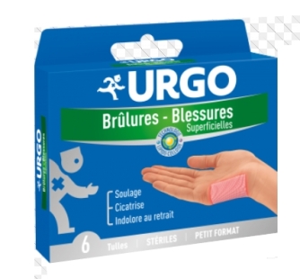 URGO Brûlures et blessures superficielles : 6 tulles gras : Petit format (x 6)