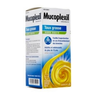 MUCOPLEXIL : sirop toux grasse sans sucre (arôme caramel - 250 ml) - Adulte
