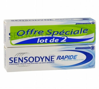 SENSODYNE Rapide Dentifrice Protection longue durée LOT de 2 X 75 ml PROMO