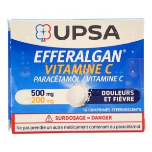 EFFERALGAN - Paracétamol 500 mg et Vitamine C 200 mg - 16 Comprimés Effervescents