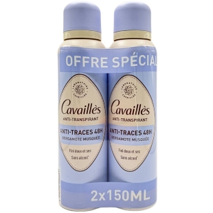 Cavaillès Absorb+ 48h déodorant anti-traces spray lot 2x150 ml peaux sensibles protection transpiration