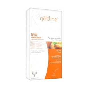 NETLINE Bandes de Cire Dépilatoires Visage hypoallergénique - 20 bandelettes