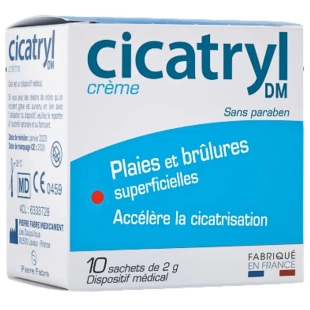Cicatryl Crème 10 sachets - dispositif médical - cicatrisation accélérée - plaies superficielles - brûlures - post-tatouage - sachet individuel 2g