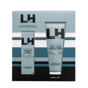 LIERAC Coffret Homme - Gel Hydratant Energisant Anti-fatigue 50ml + 1 Gel Douche 200ml