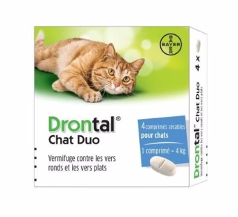 DRONTAL Chat Vermifuge Vers ronds et plats (4 comprimés)