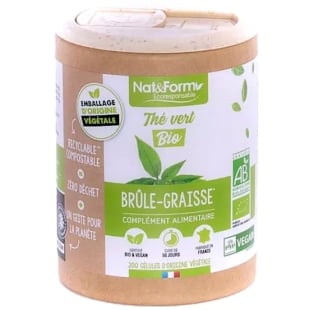 NAT & FORM - Thé Vert 500 mg Brûle-Graisse Bio - 200 gélules