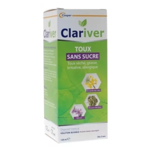 Clariver Sirop Toux Grasse et Sèche Sans Sucre 120 ml