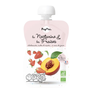 POPOTE - Compote Nectarine & fraises 100% Bio Dès 4 mois - Gourde120g