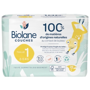 BIOLANE - Couches Ecologiques Taille 1 - 28 Couches (2 à 5 Kg)