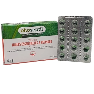 OLIOSEPTIL - Capsules Huiles Essentielles à Respirer - Aide à libérer les voies respiratoires supérieures - 15 capsules