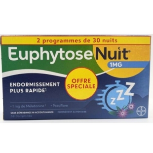 EUPHYTOSE NUIT - Endormissement Rapide 1mg de Mélatonine - 60 Comprimés