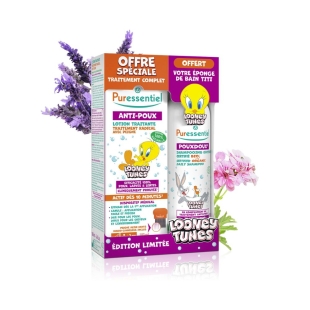 PURESSENTIEL - Coffret Traitement Complet Anti-Poux + 1 Eponge Titi Offerte