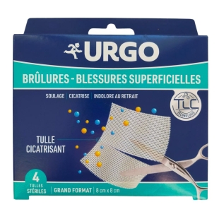 URGO Brûlures : Tulles Stériles Cicatrisants Grand Format x4