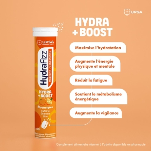 HYDRAFIZZ - Hydra + Boost , 16 Pastilles Effervescentes Orange