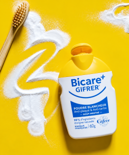 GIFRER - Bicare+Poudre blancheur Anti-plaque et Anti-tartre - Goût Menthe 60 gr ouvert