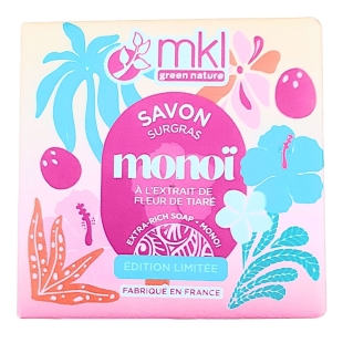 MKL - Savon Solide Surgras au Monoi- Enrichi au beurre de karité Bio afin d'adoucir la peau - 100g