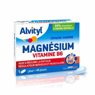 Boîte Alvityl Magnésium Vitamine B6 de 45 comprimés à libération prolongée