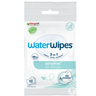 Paquet de Waterwipes Lingettes On The Go x10 - lingettes à l'eau pour bébé - 99,9% eau - peaux sensibles