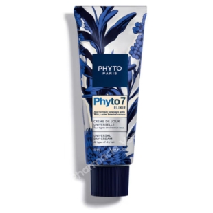PHYTO 7 Elixir Crème de Jour Universelle Nourrissante Anti-Frisottis 50 ml pour cheveux secs et abîmés sans rinçage.