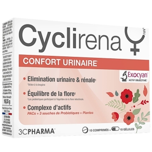 CYCLIRENA - Confort Urinaire 15 comprimés + 15 gélules - 3C Pharma