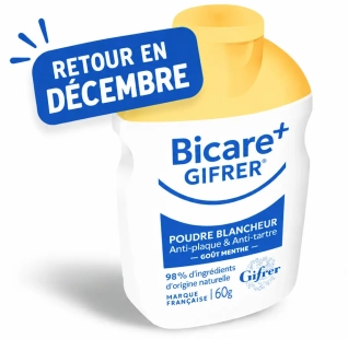 GIFRER - Bicare+Poudre blancheur Anti-plaque et Anti-tartre - Goût Menthe 60 gr