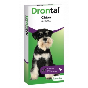 DRONTAL Chiens - Vermifuge contre les vers ronds & plats - 6 comprimés