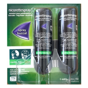 NICORETTE SPRAY Menthe Fraiche 1mg/dose LOT DE 2 (150 dosesx2)