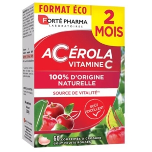 Forté Pharma - Acérola Vitamine C Goût Fruits Rouges - 60 comprimés à croquer
