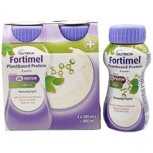 FORTIMEL - PlantBased 20 gr Protein Ananas Noix de coco Complément nutritionnel oral végétal hyperprotéiné - 4 x 200 ml