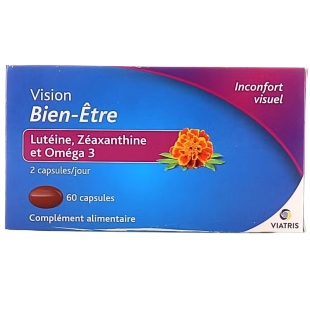 VIATRIS - Vision Bien-Être Inconfort Visuel - 60 capsules. Complément alimentaire qui contribue au maintien d'une vision normale.