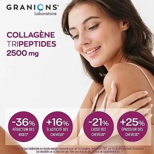 GRANIONS - Collagène Tripeptides 2500mg Goût Pêche - 20 shots de 25ml