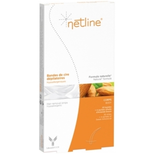NETLINE Bandes de cire dépilatoires corps (x20) + Huile d'amande douce (4 sachets)