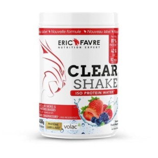 Eric Favre - Clear Shake Iso - Protein Water Nouvelle Formule Poudre pour Boisson Protéinée Rafraîchissante et Fruitée - Fruits rouges 450 g