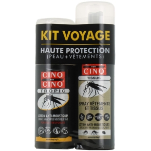 5/5 CINQ sur CINQ - Kit Voyage - Lotions Anti-Moustiques Peau 75ml + Spray Vêtements 100ml 