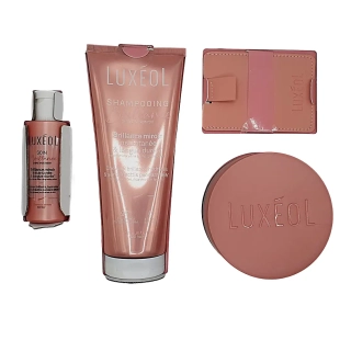Luxéol Coffret Noël Brillance avec shampooing 200 ml, soin brillance voyage 50 ml, masque 200 ml et miroir de poche offert