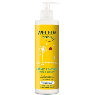 WELEDA - Baby Crème Lavante Corps & Cheveux Calendula Bio idéale pour nettoyer en douceur la peau délicate de bébé, dès la naissance - 400 ml