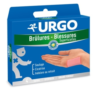 URGO Brûlures et blessures superficielles : 4 tulles gras : Grand format (x 4)