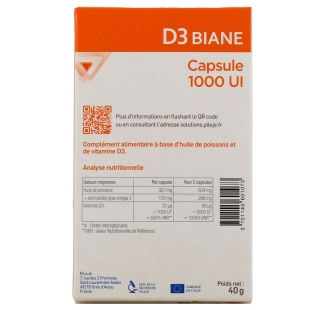 Pileje - D3 Biane Capsule 1000 UI - Vitamine D3 - 30 capsules