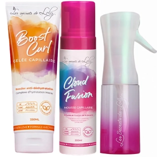 Coffret Noël Les Secrets de Loly Volume et Définition avec mousse Cloud Fusion, gelée Boost Curl et vaporisateur Rainbow Mist offert