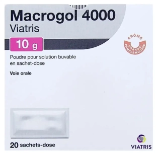 MACROGOL 4000 10g - Goût Orange-Pamplemousse - Traitement symptomatique de la constipation chez l'adulte et chez l'enfant à partir de 8 ans - 20 sachets - Viatris.
