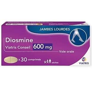 DIOSMINE 600 mg - Jambes lourdes Crise hémorroïdaire - 30 comprimés - Viatris