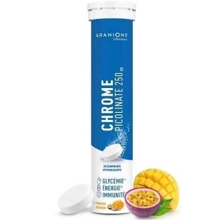 GRANIONS - Chrome Picolinate Effervescent Goût Mangue Passion - 20 comprimés