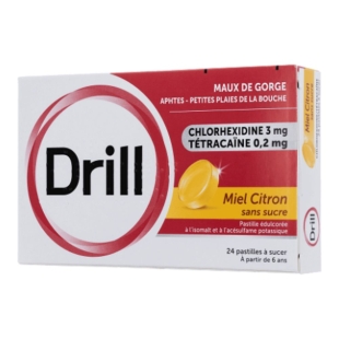 DRILL Maux de Gorge - Pastilles Miel Citron sans sucre