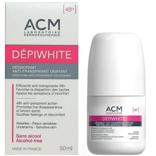 ACM - Dépiwhite Déodorant Anti-Transpirant Unifiant - 50 ml.  Prévient les mauvaises odeurs et la transpiration au niveau des aisselles jusqu'à 48 h,