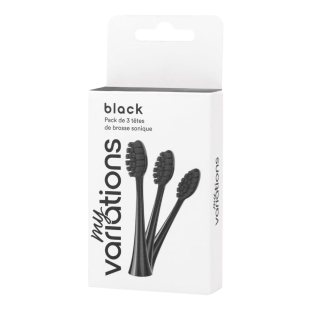 MyVariations - Têtes de Brosses Souples Couleur Noir - Pack de 3