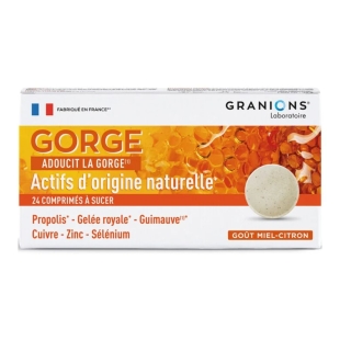 GRANIONS Gorge - Goût Miel-Citron - 24 comprimés