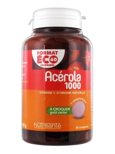 ACEROLA 1000 Vitamine C Arôme Cerise (60 comprimés)