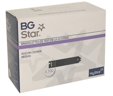 BGSTAR Bandelettes réactives - Mesure Glycémie (100 bandelettes)
