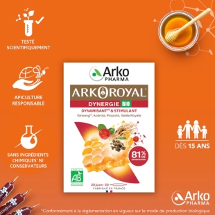 ARKOROYAL -Dynergie Bio Dynamisant et Stimulant - 20 ampoules